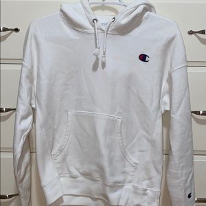 white champion reverse weave hoodie
